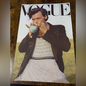 Harry Styles Vogue 11x17 Cover Poster  — Black Jacket and Light Blue Prop